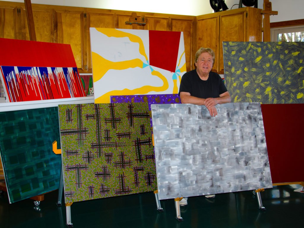 Rod Jones 8 Paintings in Studio Receptive Abstract Patternism